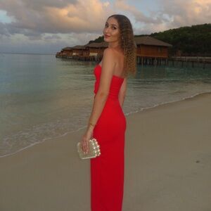 Vacation tube dress with gold flower front